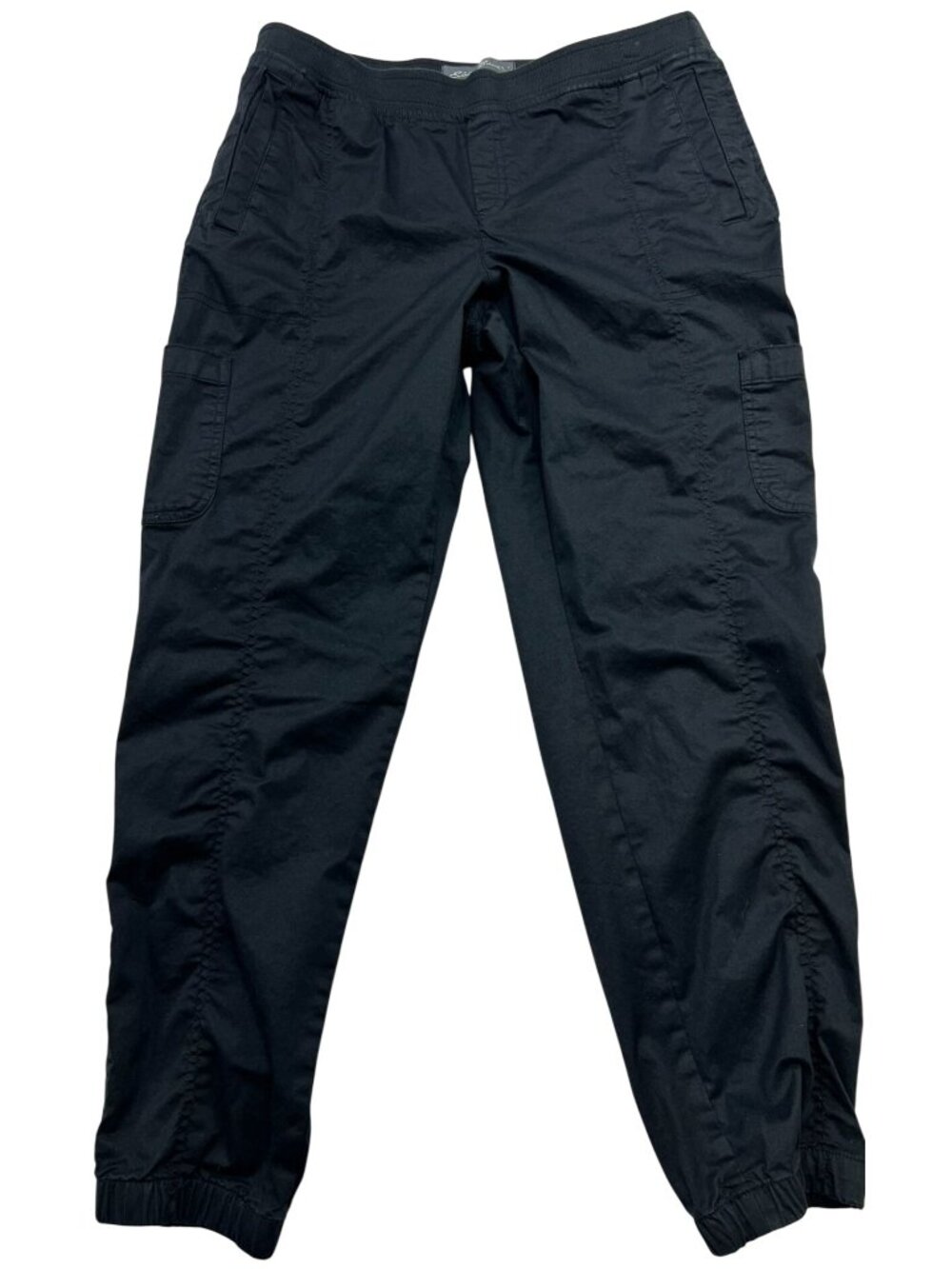 Eddie Bauer Women's Laid Back Twill Cargo Jogger Pants Pull On Size 10 Black